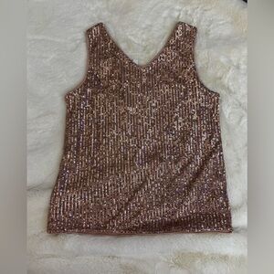 Rose gold Sequin Sleeveless Top